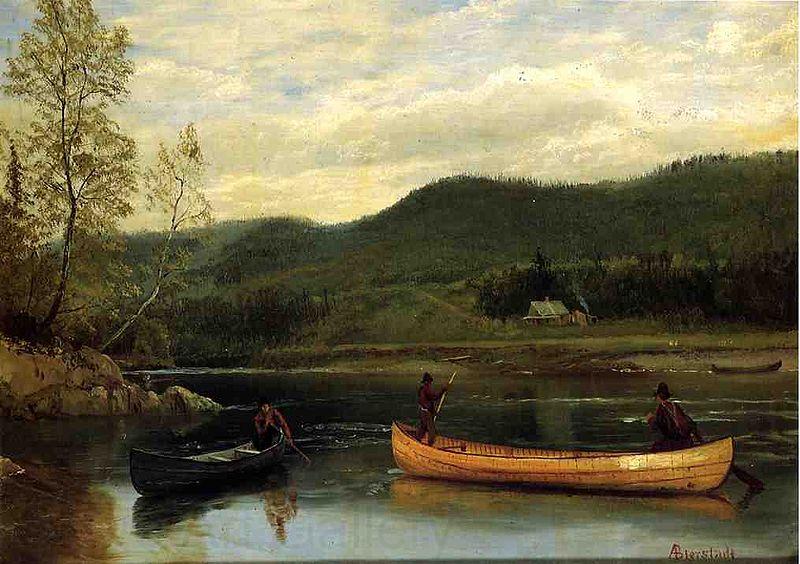 Albert Bierstadt Men in Two Canoes Spain oil painting art
